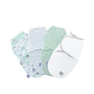 Delta 4 Pack Unisex Green White Adjustable Swaddle Wrap Premium Cotton 3-6 mos